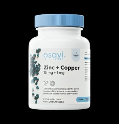 Zinc + Copper 15mg + 1mg 60 Veganska Kapslar