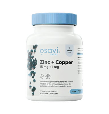 Zinc + Copper 15mg + 1mg 60 Veganska Kapslar