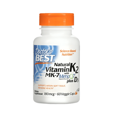 Natural Vitamin K2 MK7 with MenaQ7 plus D3 180µg
