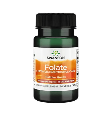 Folate (5-Methyltetrahydrofolic Acid) 400µg 30 Vegetariska Kapslar
