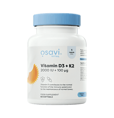 Vitamin D3 + K2 2000IU + 100µg 60 Mjuka Gelkapslar