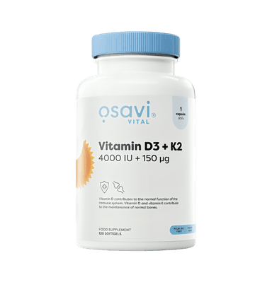 Vitamin D3 + K2 4000IU + 150mcg 120 Mjuka kapslar