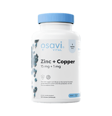 Zinc + Copper 15mg + 1mg 120 Veganska Kapslar