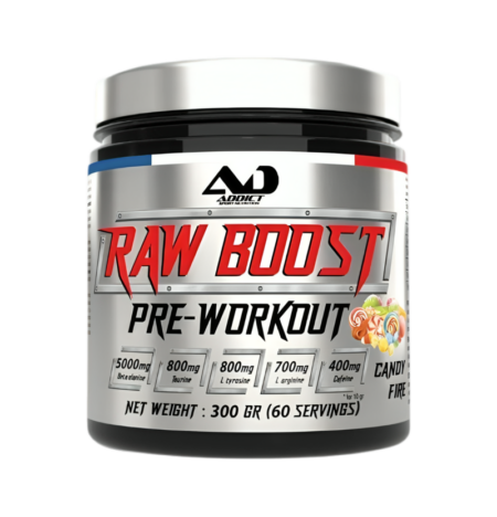 Addict Sport Nutrition Raw Boost Pre-Workout, Candy Fire 300g