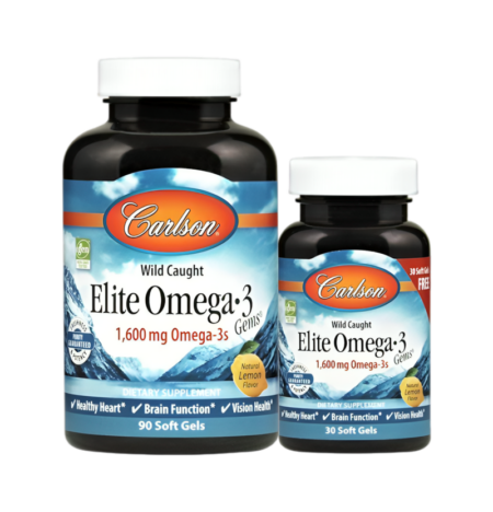 Carlson Labs Elite Omega-3 Gems 1600mg Natural Lemon 90+30 Mjuka kapslar