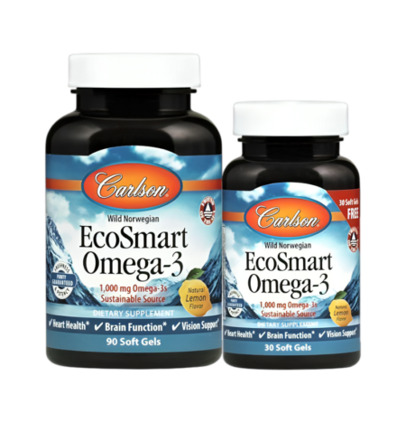 Carlson Labs Smart Omega-3 1000mg Natural Lemon 90 + 30 Mjukgelkapslar