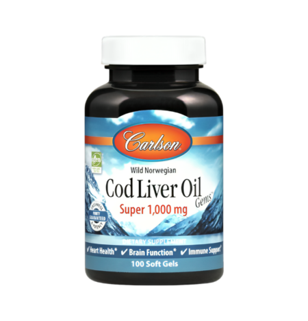 Carlson Labs Wild Norwegian Cod Liver Oil Gems 1000mg 100 Mjukgelkapslar
