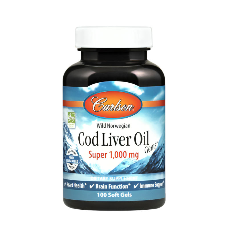 Carlson Labs Wild Norwegian Cod Liver Oil Gems 1000mg 100 Mjukgelkapslar