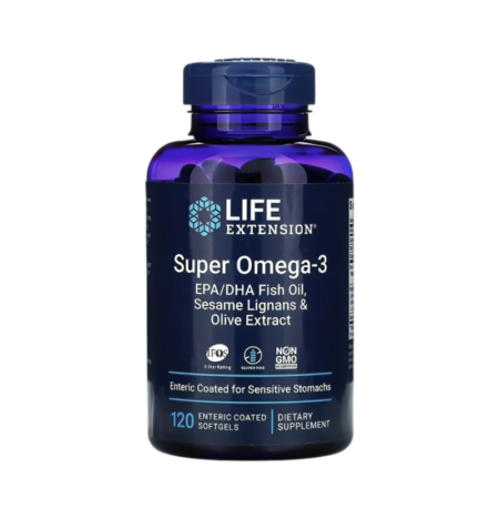 Life Extension Super Omega-3 EPA/DHA with Sesame Lignans & Olive Extract 120 Enterodragerade Mjukgelkapslar