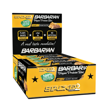 Stacker2 Europe Barbarian Vegan Protein Bar Peanut Butter 12 x 40g Barer