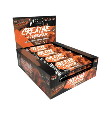 Warrior Creatine + Protein Bar, Salted Caramel Brownie 12 x 75g Barer