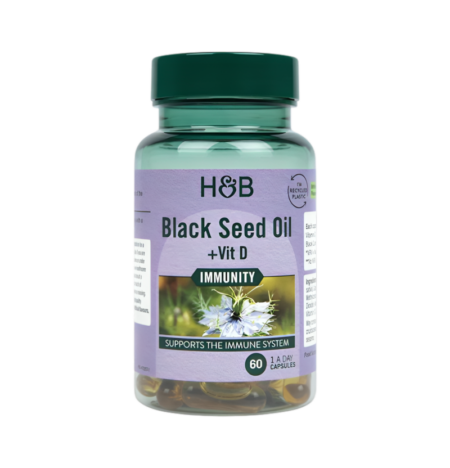 Holland & Barrett Black Seed Oil + Vit D 60 Kapslar