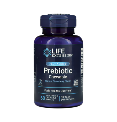Life Extension Florassist Prebiotic Chewable Natural Strawberry 60 Vegetariska Tuggtabletter
