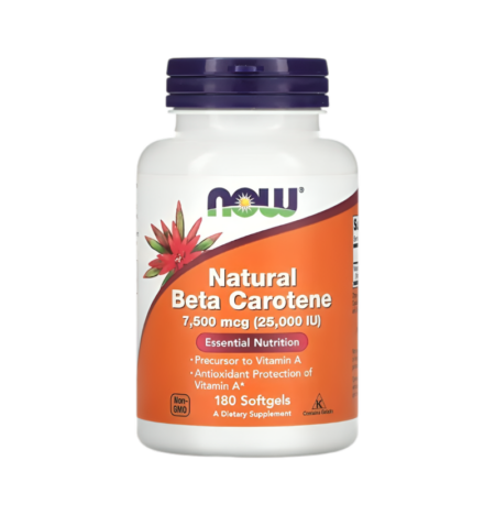 NOW Foods Beta Carotene Natural 25000IU 180 Mjukgelkapslar