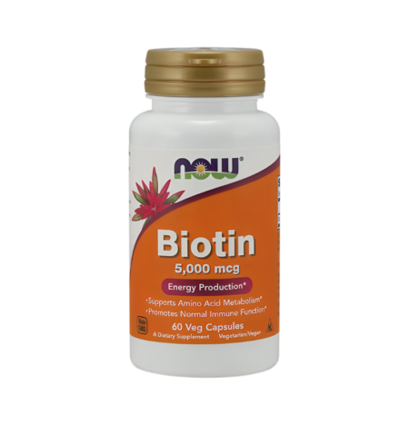 NOW Foods Biotin 5000µg 60 Vegetariska Kapslar
