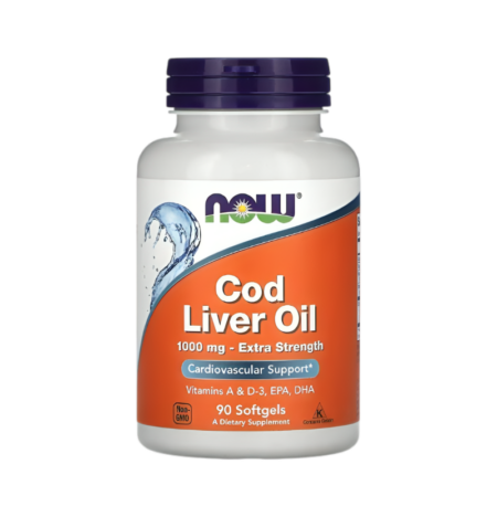 NOW Foods Cod Liver Oil 1000mg Extra Strength 90 Kapslar