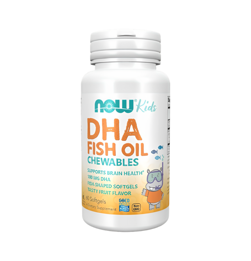 NOW Foods DHA Kids Fish Oil Chewables 100mg 60 Gelékapslar
