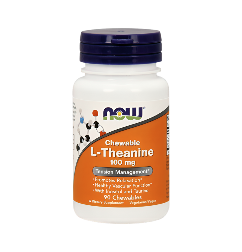 NOW Foods L-Theanine with Inositol and Taurine 100mg 90 Tuggtabletter