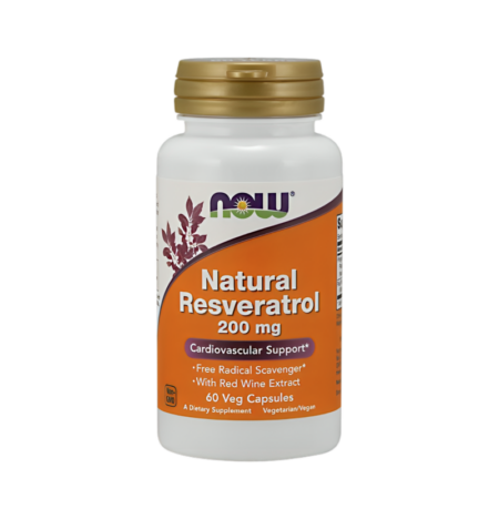 NOW Foods Natural Resveratrol with Red Wine Extract 200mg 60 Kapslar