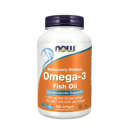 NOW Foods Omega-3 Fish Oil, Molecularly Distilled 200 Mjuka gelkapslar