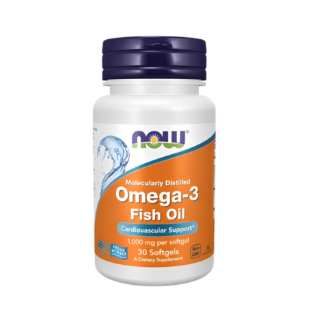 NOW Foods Omega-3 Fish Oil Molecularly Distilled 30 Mjuka Kapslar