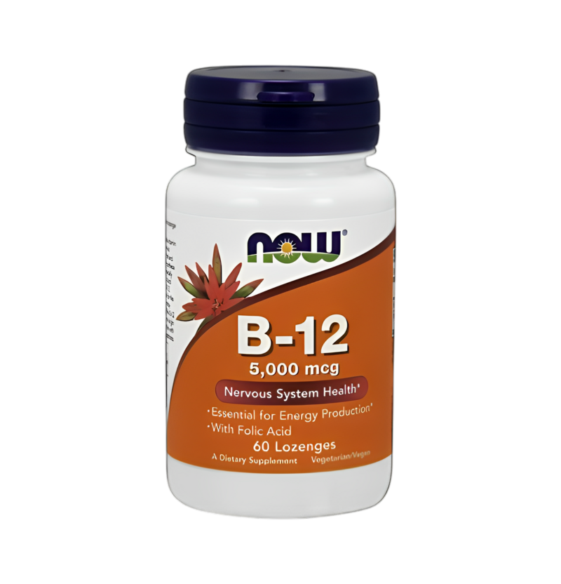 NOW Foods Vitamin B-12 with Folic Acid 5000µg 60 Sugtabletter