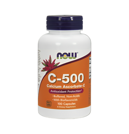 NOW Foods Vitamin C-500 Calcium Ascorbate-C 500mg 100 Kapslar