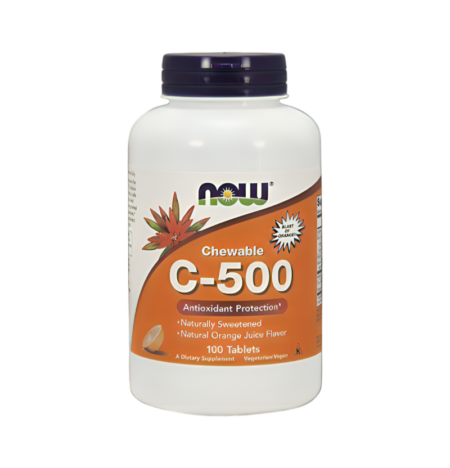 NOW Foods Vitamin C-500 Chewable, Orange 100 Tabletter