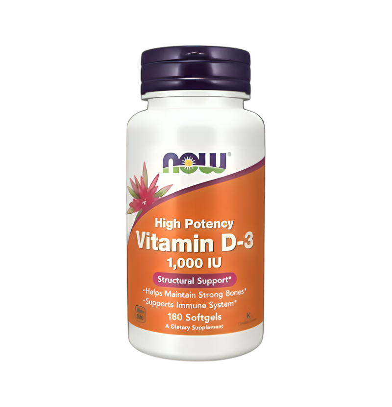 NOW Foods Vitamin D-3 1000IU 180 Mjukgelkapslar