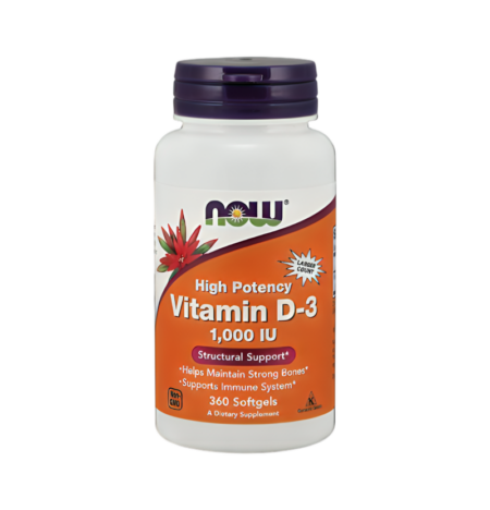 NOW Foods Vitamin D-3 1000IU 360 Kapslar
