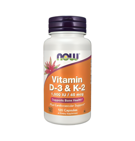NOW Foods Vitamin D-3 & K-2 120 Kapslar