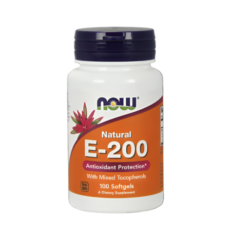 NOW Foods Vitamin E-200 Natural (Mixed Tocopherols) 100 Mjukgelkapslar
