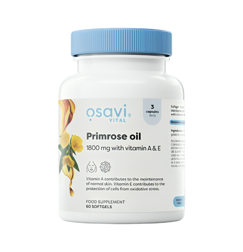Osavi Primrose Oil with Vitamin A & E 1800mg 60 Mjukgelkapslar