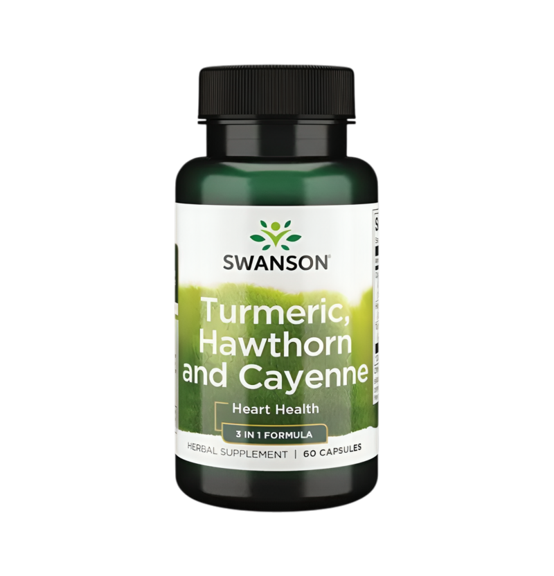 Swanson Turmeric, Hawthorn and Cayenne 60 Kapslar