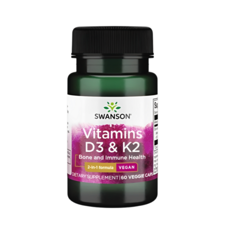 Swanson Vitamins D3 & K2 50µg & 75µg 60 Kapslar