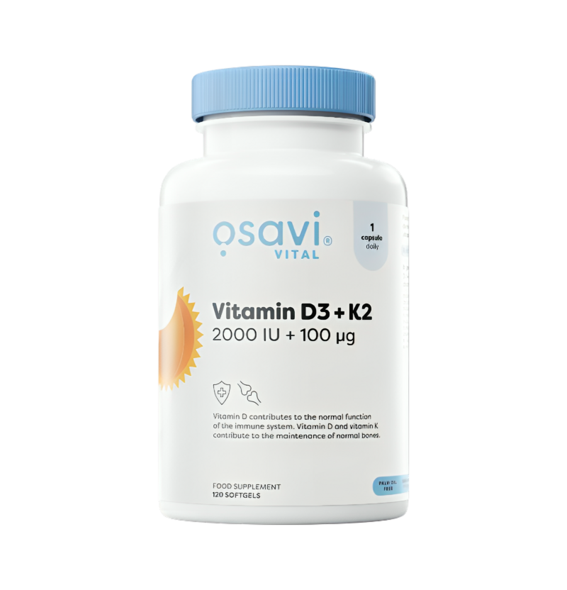Osavi Vitamin D3 + K2 2000IU + 100mcg 120 Mjuka Kapslar