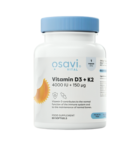 Osavi Vitamin D3 + K2 4000IU + 150mcg 60 Mjukgelkapslar
