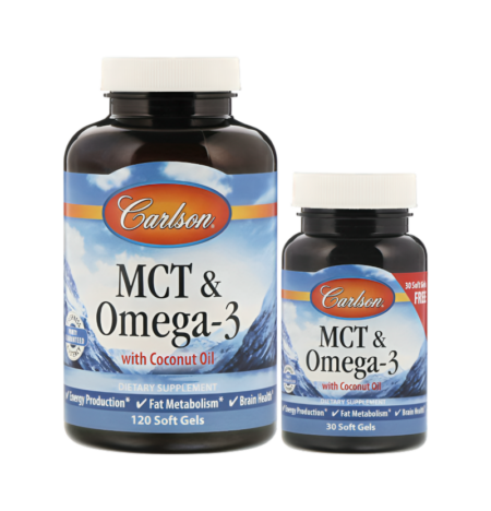 Carlson Labs MCT & Omega-3 120 + 30 Mjuka Gelkapslar